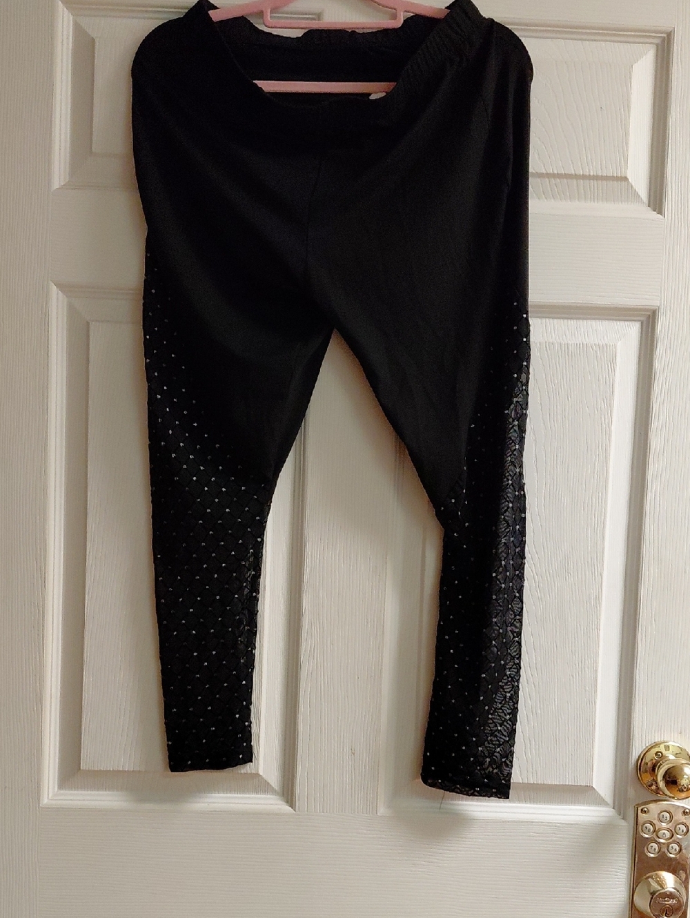 Black Leggings with Textured Side Panels